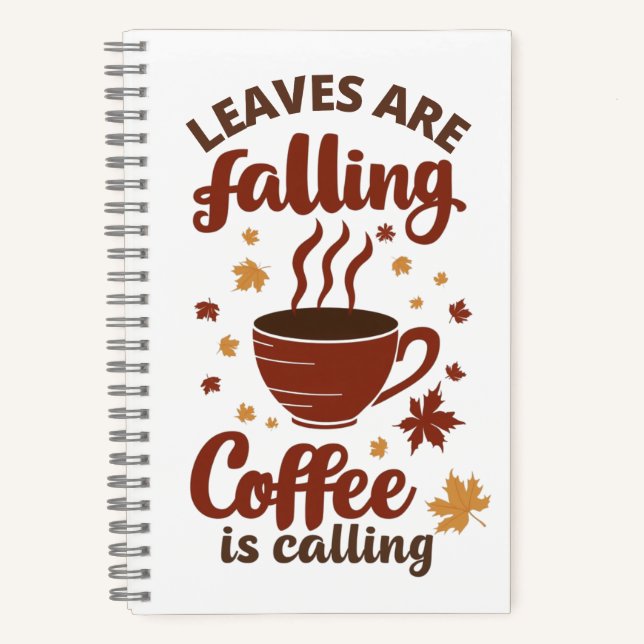 Blätter sinkender Kaffee im Herbst Notizbuch (Vorderseite)