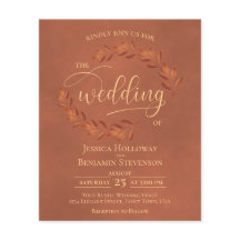 Blätter Terracotta BUDGET Hochzeit Einladung