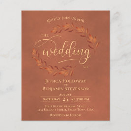 Blätter Terracotta BUDGET Hochzeit Einladung