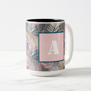 Blätter, tropisch, botanisch, Blätter, Dschungel, Zweifarbige Tasse