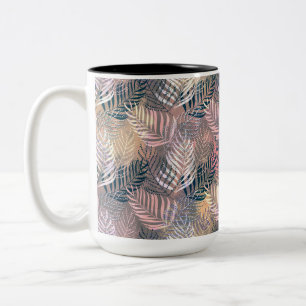 Blätter, tropisch, botanisch, Blätter, Dschungel, Zweifarbige Tasse