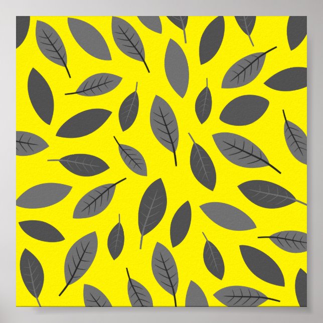 Blätter über Gelb Poster (Vorne)