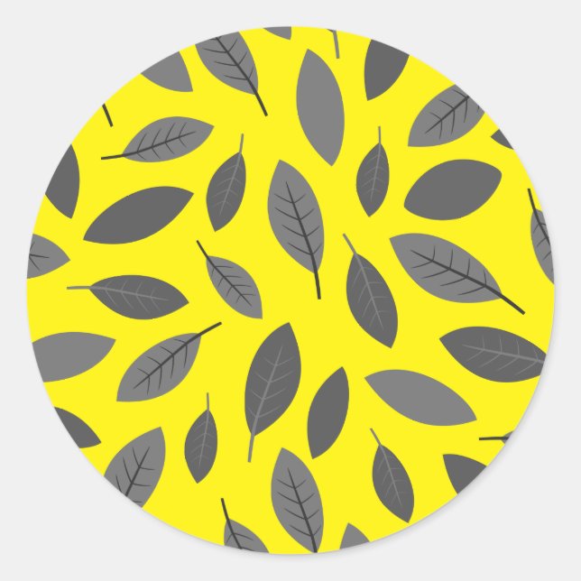 Blätter über Gelb Runder Aufkleber (Vorderseite)