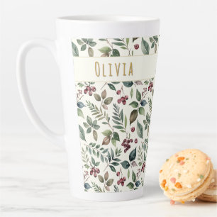 Blätter und Beeren Rustikal Winter Personalisiert Milchtasse