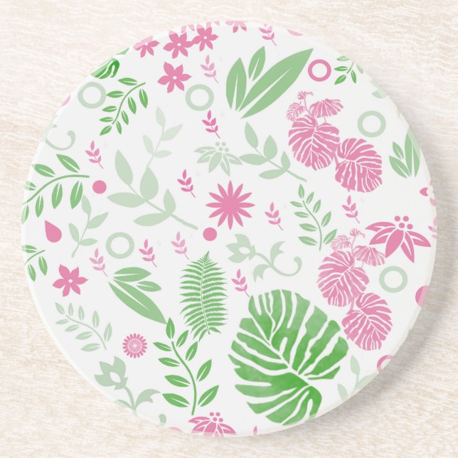 Blätter und Blume grün und rosa Getränkeuntersetzer (Vorne)