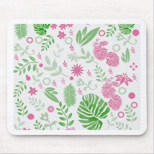 Blätter und Blume grün und rosa Mousepad