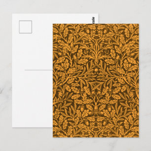 Blätter und Blumenmuster aus Eichen und Korallen Postkarte