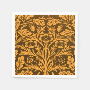 Blätter und Blumenmuster aus Eichen und Korallen Serviette