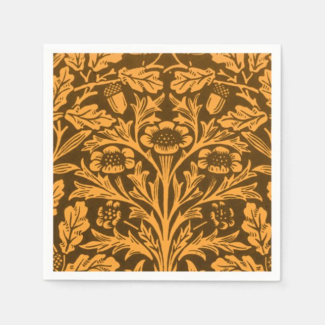 Blätter und Blumenmuster aus Eichen und Korallen Serviette (Vorderseite)