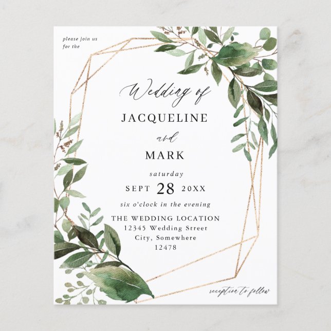 Blätter und Eukalyptus-Hochzeiten Flyer (Vorne)
