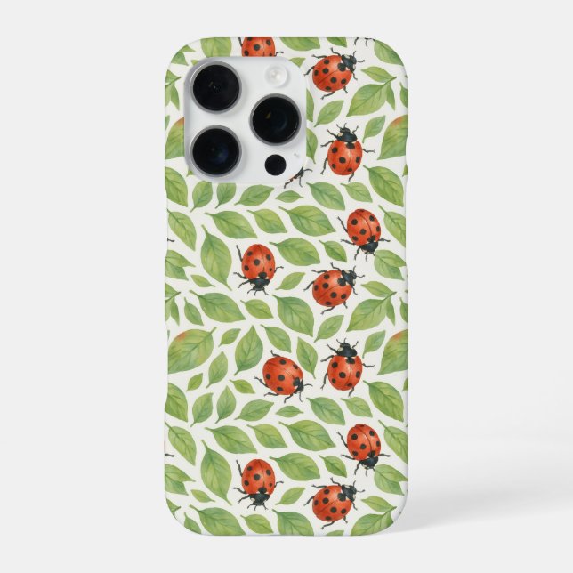 Blätter und Marienkäfer  iPhone 16 Pro Hülle (Rückseite)