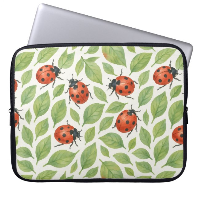 Blätter und Marienkäfer  Laptopschutzhülle (Vorderseite)