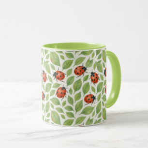 Blätter und Marienkäfer  Tasse