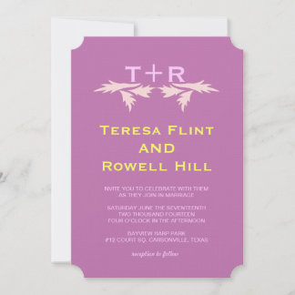 Blätter und Monogramm Einladung