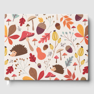 Blätter und Muster für Igel im Herbst Gästebuch