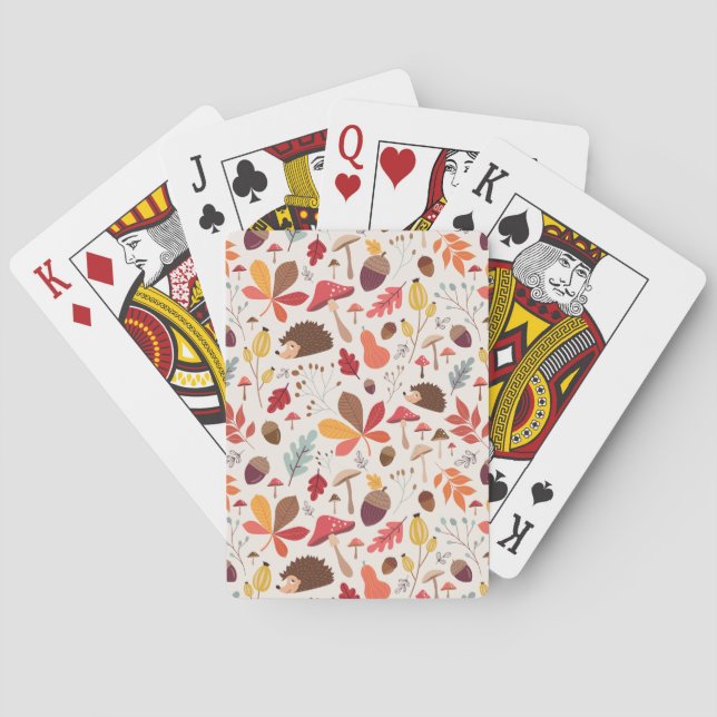 Blätter und Muster für Igel im Herbst Spielkarten (Rückseite)