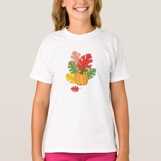 Blätter und Pumpkins T-Shirt (Vorderseite)