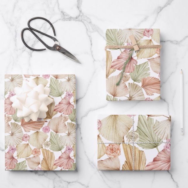 Blätter und Rose der Aquarellpalme (Vorderseite)
