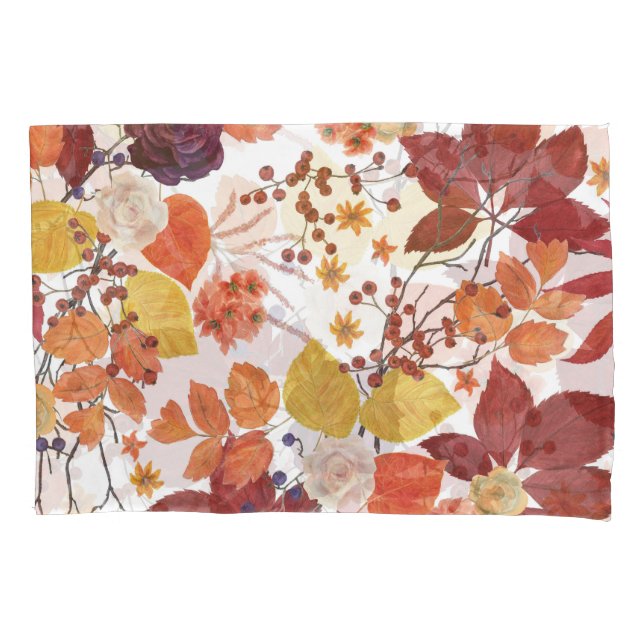 Blätter und Rose für die Wasserfarbe im Herbst Kissenbezug (Vorderseite)