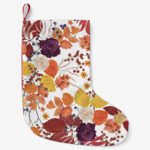 Blätter und Rose für die Wasserfarbe im Herbst Kleiner Weihnachtsstrumpf