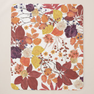 Blätter und Rose für die Wasserfarbe im Herbst Sherpadecke
