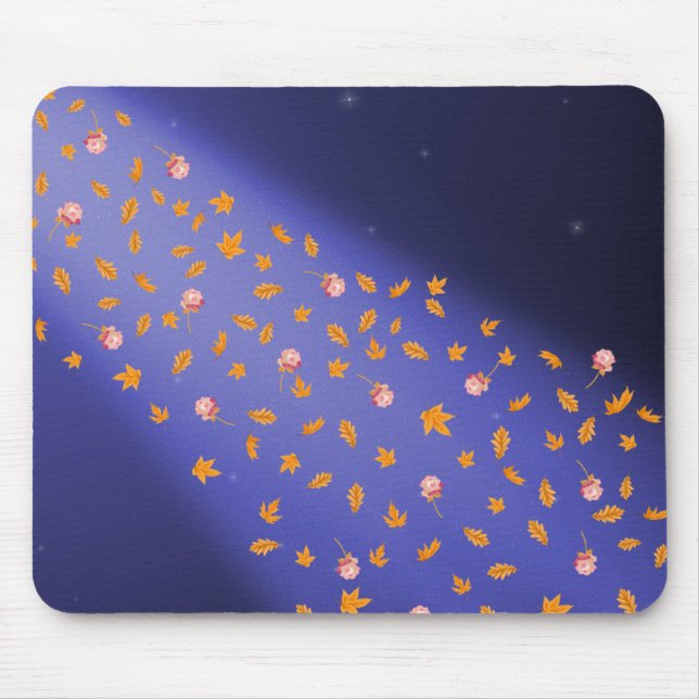 Blätter und Rose mit blauer Maus Mousepad (Vorne)