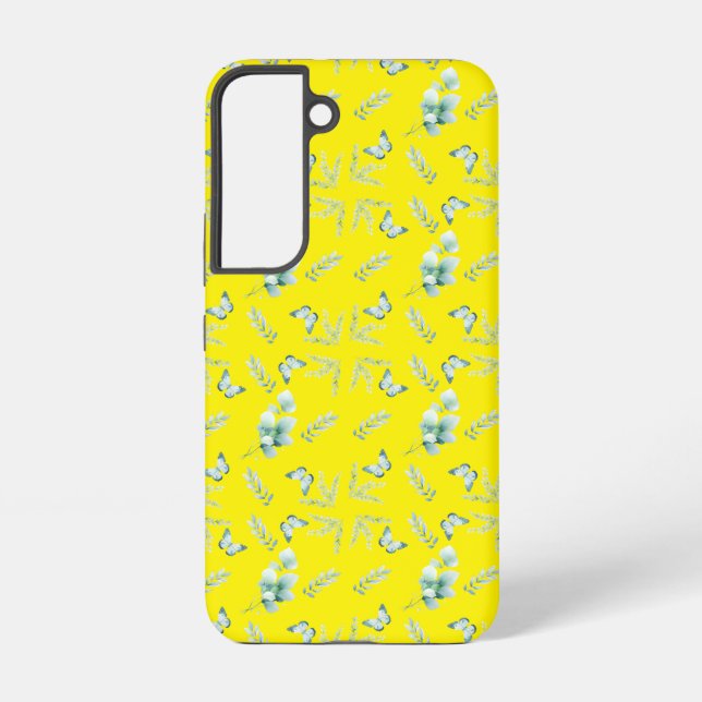 Blätter und Schmetterlinge Samsung Galaxy Hülle (Rückseite)