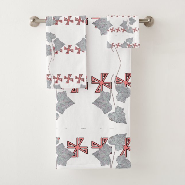 Blätter und Sternchen weiß  Badhandtuch Set (Insitu)