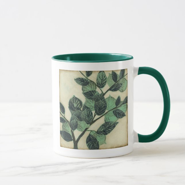 Blätter und Verzweigungen auf dem Hintergrund der  Tasse (Rechts)