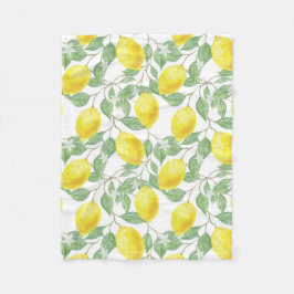 Blätter- und Zitronenmuster Fleecedecke