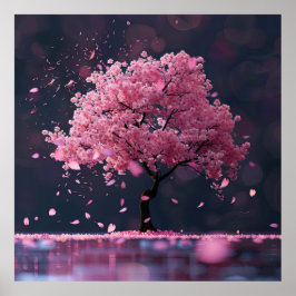 Blätter von der Kirschblüte fallen Poster