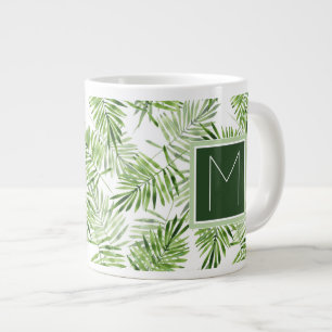 Blätter von Green Palm  Monogramm Jumbo-Tasse