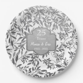 Blätter von Silber zum 25. Jubiläum Pappteller