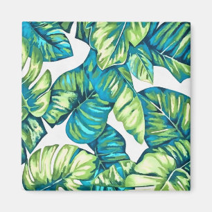 Blätter von Tropical Monstera und Banana Blue Gree Magnet
