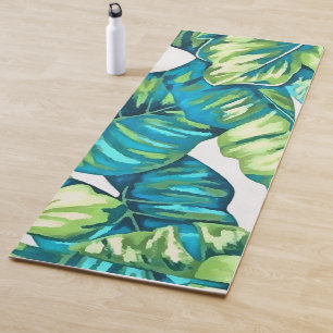Blätter von Tropical Monstera und Banana Blue Gree Yogamatte