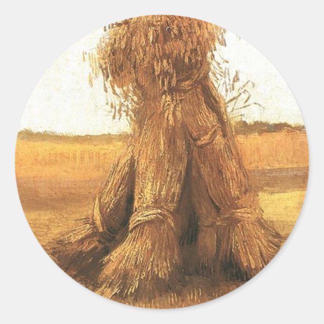 Blätter von Weizen in einem Feld, van Gogh Runder Aufkleber (Vorderseite)