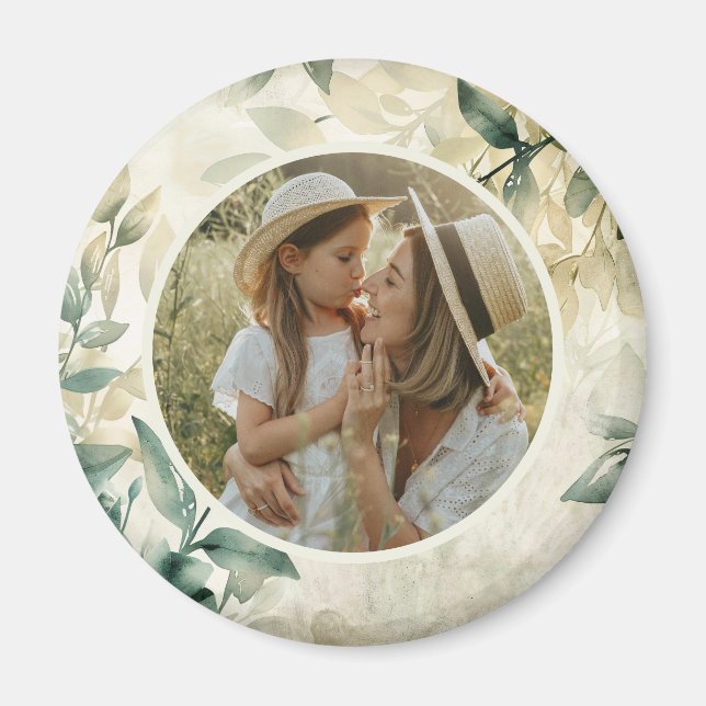 Blätter Wasserfarbe Muster Personalisiertes Foto Magnet (Vorne)