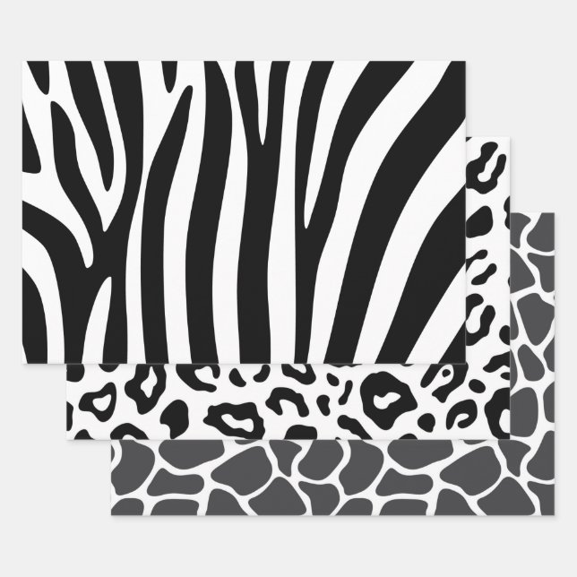 Blätter Wrapping Paper Zebra Leopard Giraffe Print (Set)