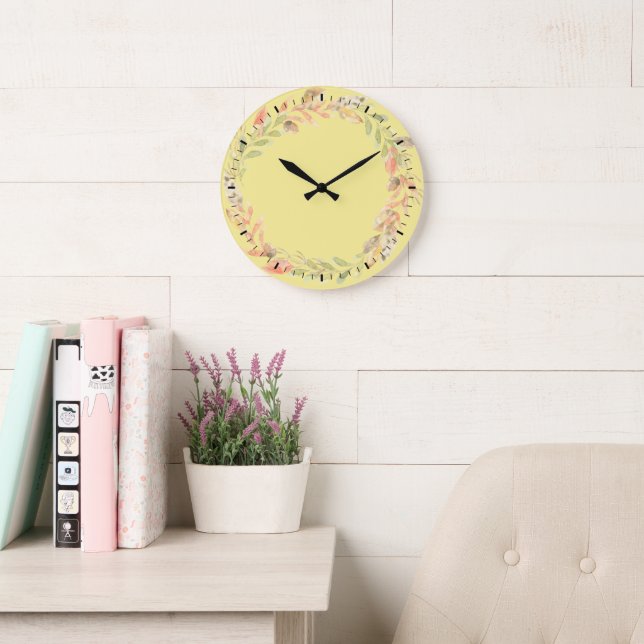 Blätter Wreath Wall Clock Große Wanduhr (Lesesaal)