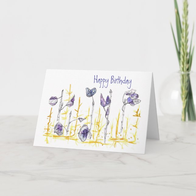 Blätter Zeichnend Stift und Tinte Art Happy Birthd Karte (Vorderseite)