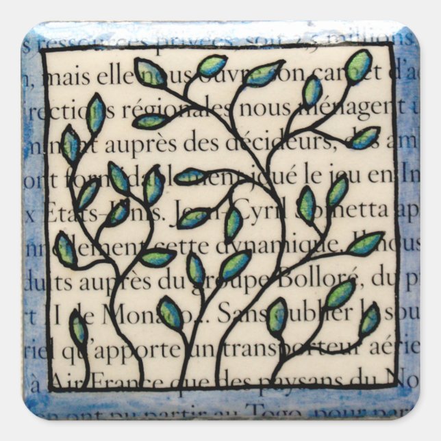 Blätter zur französischen Textdatei Quadratischer Aufkleber (Vorderseite)