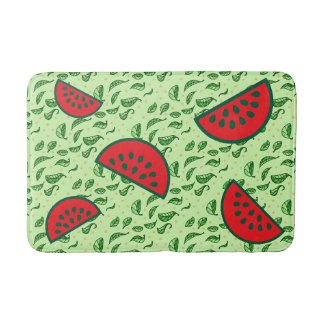Blättermuster und Wassermelonen Badematte