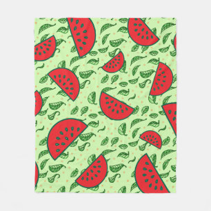 Blättermuster und Wassermelonen Fleecedecke