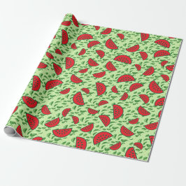 Blättermuster und Wassermelonen Geschenkpapier