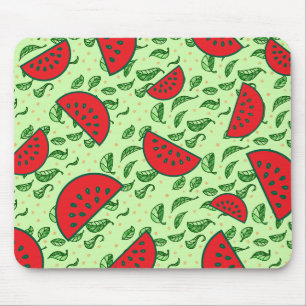 Blättermuster und Wassermelonen Mousepad