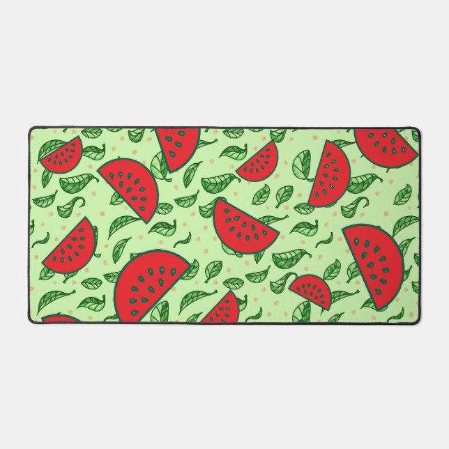 Blättermuster und Wassermelonen Schreibtischunterlage (Vorderseite)