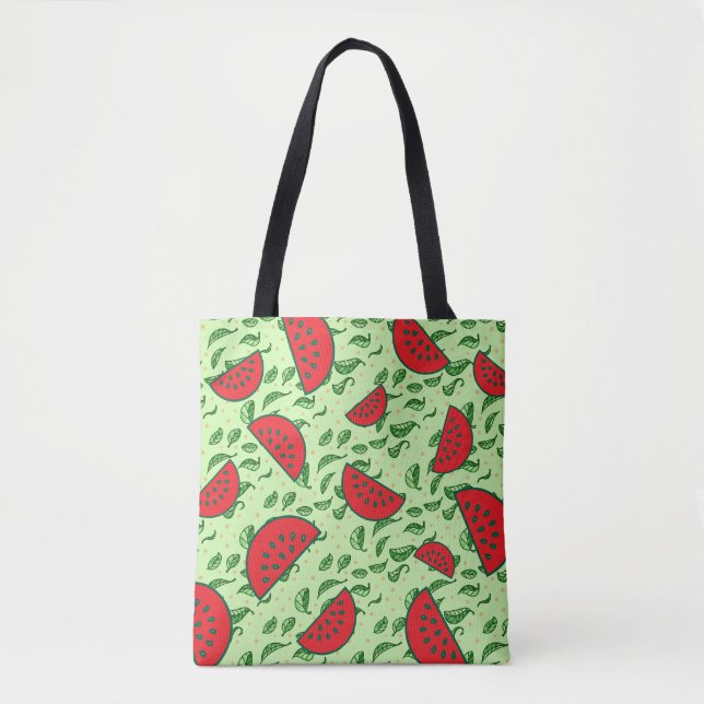 Blättermuster und Wassermelonen Tasche (Vorderseite)