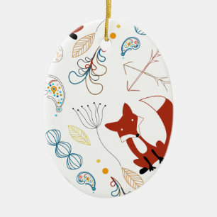 Blätterpfeile Fox-Waldmuster Keramik Ornament