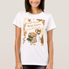 Blätterpfeiler-Buchstapel-Kakao-Tasse T-Shirt