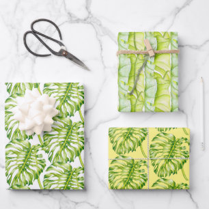 Blätterskulpturen auf einem Wrapping Paper-Set Geschenkpapier Set